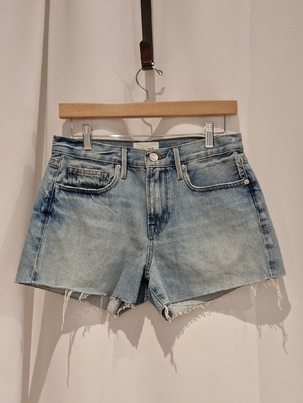 Frame Le Brigette Light Blue Denim Cutoff Shorts